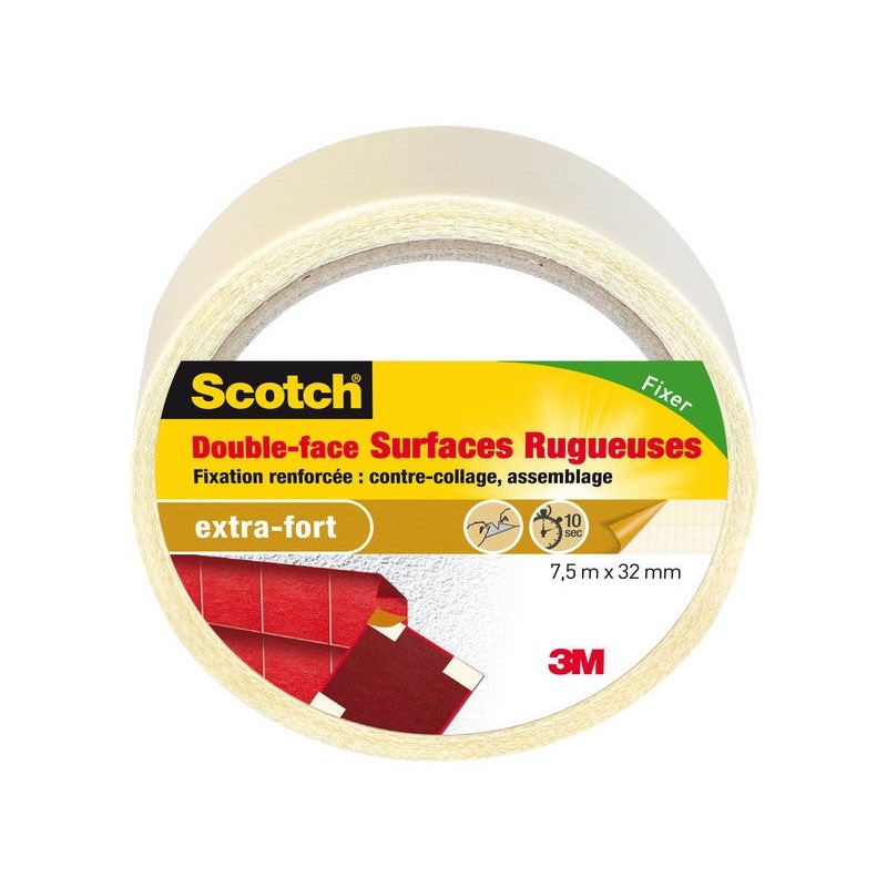 Rouleau Adhésif Double Face Surfaces Rugueuses Scotch L.7.5 M X L.32 Mm -  - meilleure qualité