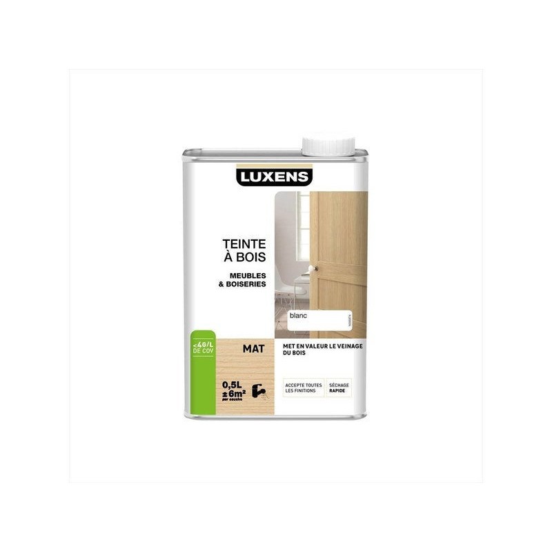 Teinte à bois LUXENS 0.5L blanc mat