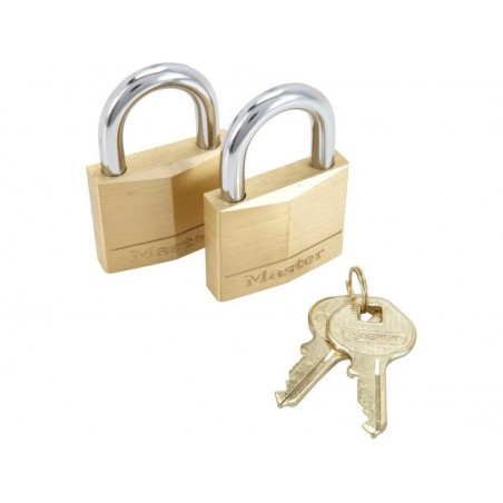 Master Lock 140Eurt Lot de 2 Cadenas à Clé En Laiton Doré 6 X 4 X 13 Cm
