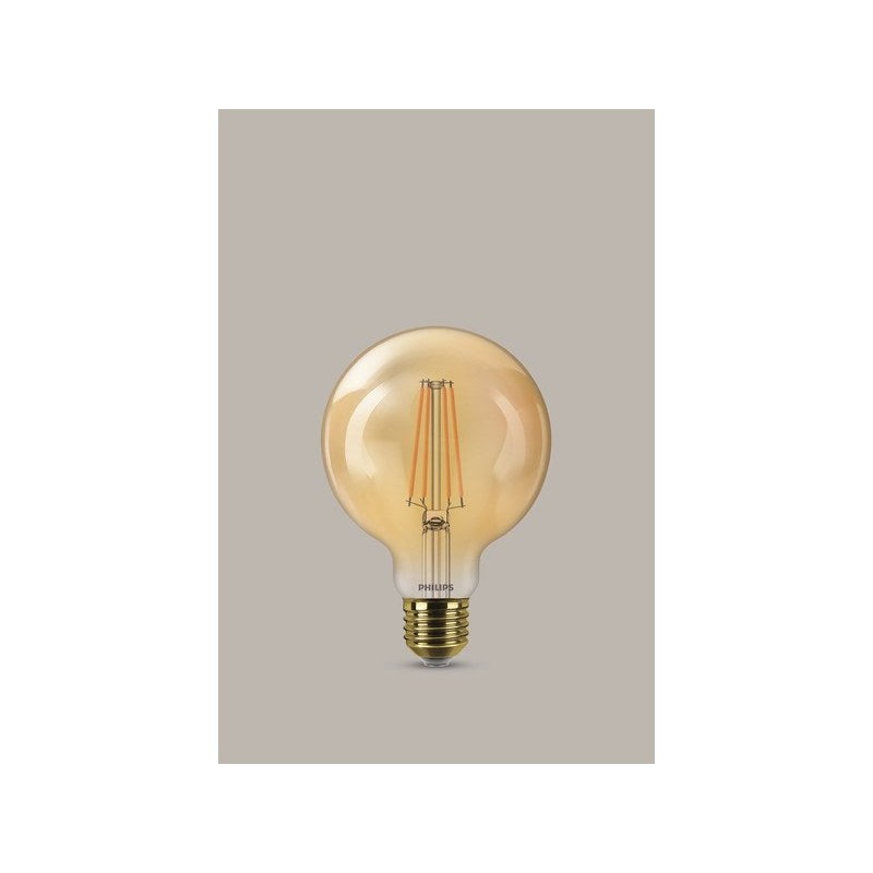 Ampoule décorative led ambré globe 95 mm E27 50 W blanc très chaud