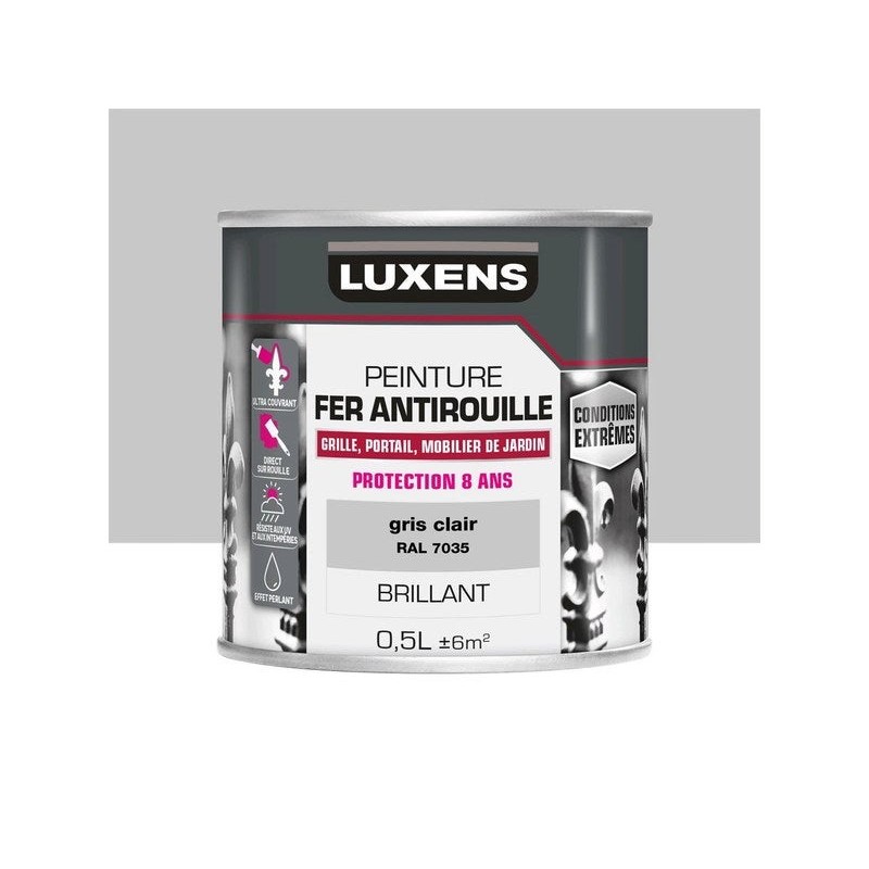 Peinture Fer Extérieur Luxens Gris Clair Glossy 0.5 L -  - meilleure qualité