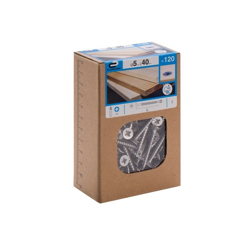 Lot de 120 vis inox tête fraisée Diam.5 Mm X L.40 Mm