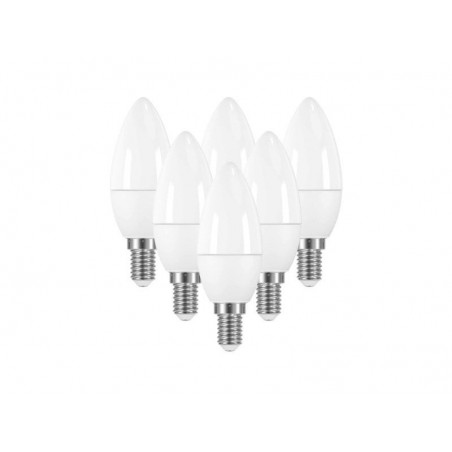 Lot de 6 ampoules led dépoli flamme E14 470 Lm : 40 W blanc neutre