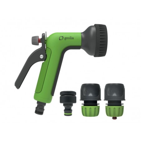 Set Pistolet darrosage Réglable Geolia 8 Jets + 2 Raccords 12.5-15 Mm