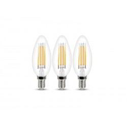 Lot de 3 ampoules led à filament flamme E14 470 Lm40 W blanc chaud LEXMAN