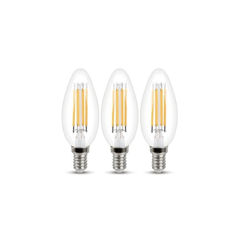 Lot de 3 ampoules led à filament flamme E14 470 Lm40 W blanc chaud LEXMAN