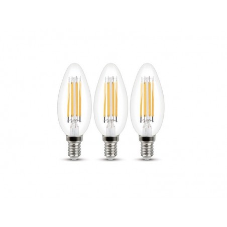 Lot de 3 ampoules led à filament flamme E14 470 Lm40 W blanc chaud LEXMAN
