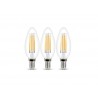 Lot de 3 ampoules led à filament flamme E14 470 Lm40 W blanc chaud LEXMAN