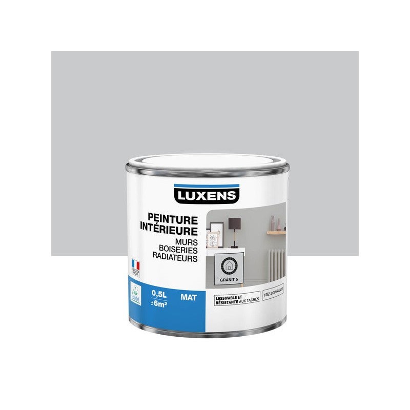 Peinture mur boiserie radiateur Intérieure LUXENS granit 5 mat 0.5 l