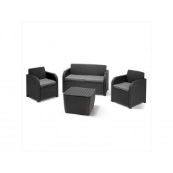 Salon bas de jardin résine injectée NATERIAL Novo anthracite 4 personnes