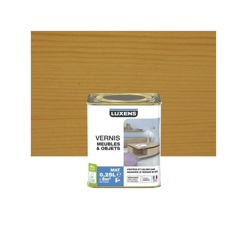 Vernis meuble et objets  chêne  Doré Mat