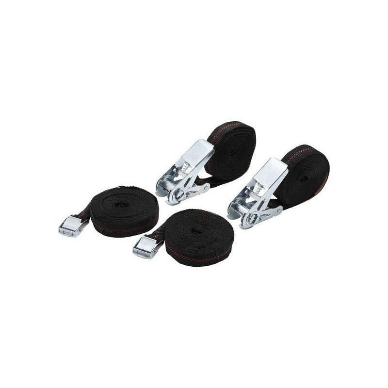 Lot de 2 sangles à cliquet 25Mmx5M Et 2 Sangles à Boucle 25Mmx2.5M