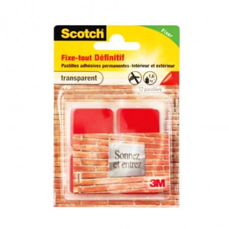Paquet de 12 pastilles transparentes fixe tout permanent -  - meilleure qualité