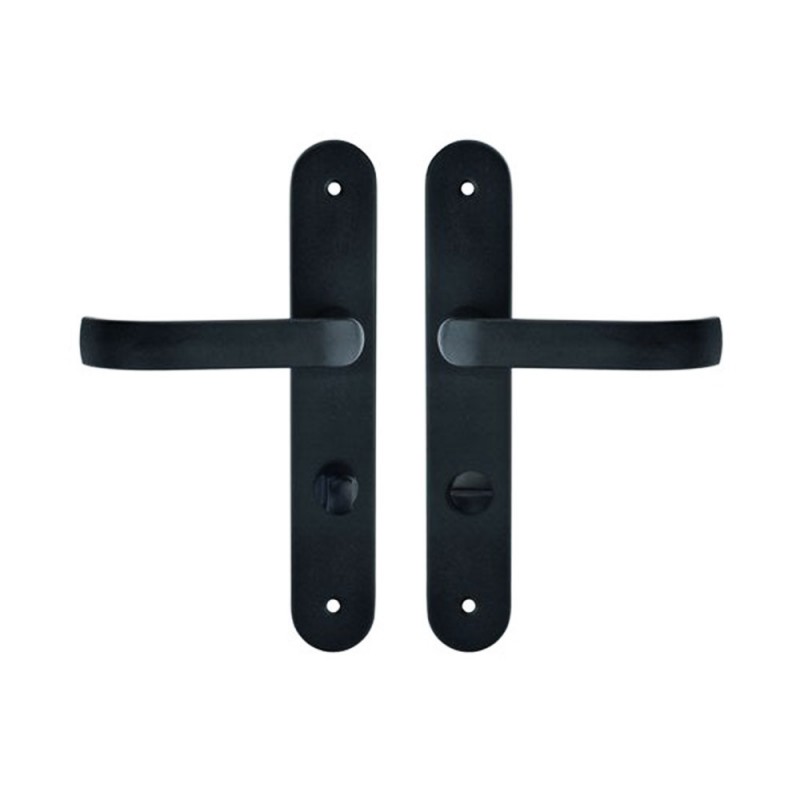 Poignée de porte Lena fer noir condamnation sous sachet de 2 pièces