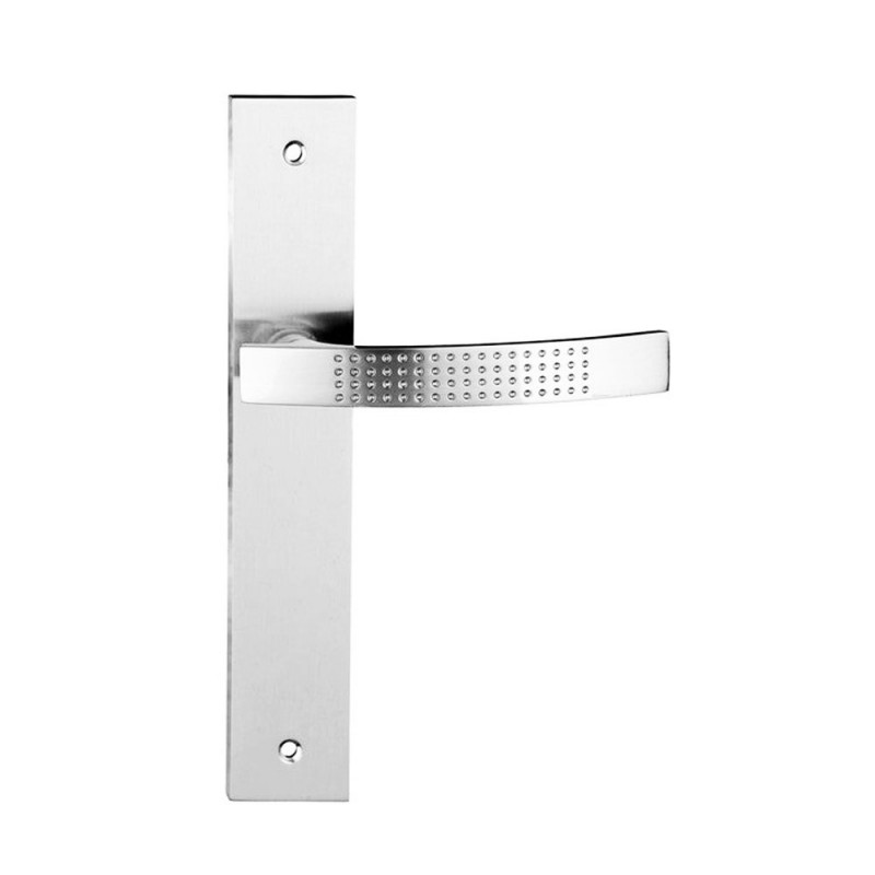 P50 Poignée de porte Louna nickelé sat entraxe195mm bec de cane sur cale 2 pièces