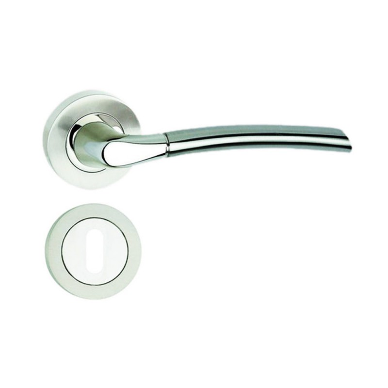 Béquille sur rosace Eden nickel satine cle L sur cale de 2 pièces