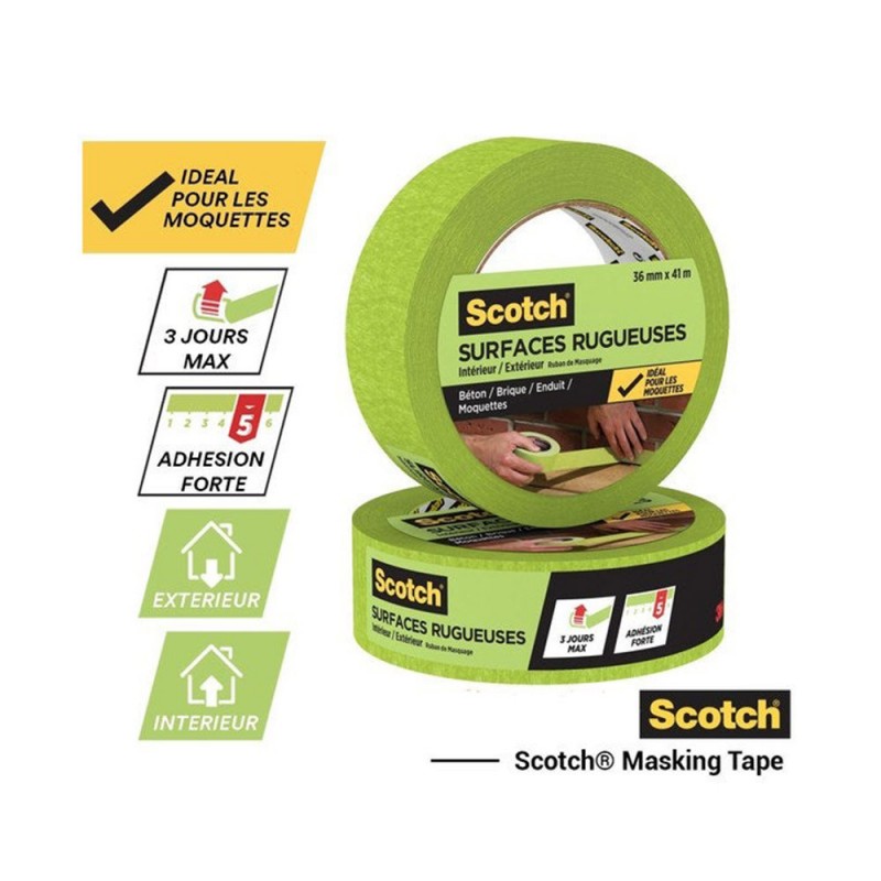 Ruban de masquage pour surface rugueuse vert 24x41mm -  - meilleure qualité