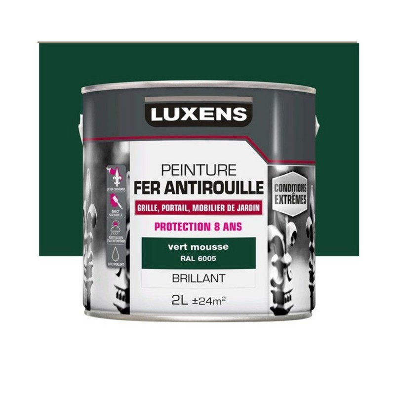 Peinture fer extérieur vert mousse brillant 2l -  - meilleure qualité