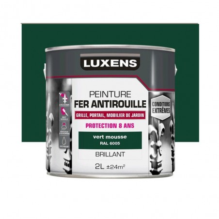 Peinture fer extérieur vert mousse brillant 2l -  - meilleure qualité