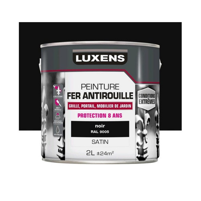 Peinture fer extérieur noir satine 2l -  - meilleure qualité