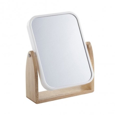 Miroir de salle de bains scandi blanc sur pied grossissant