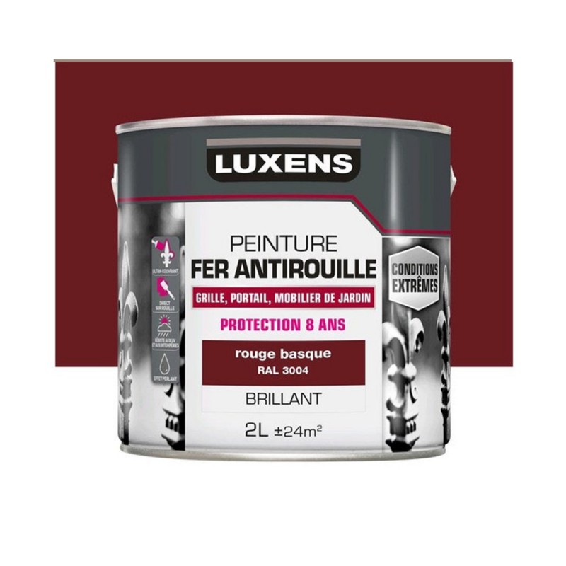 Peinture fer extérieur rouge brillant 2l -  - meilleure qualité