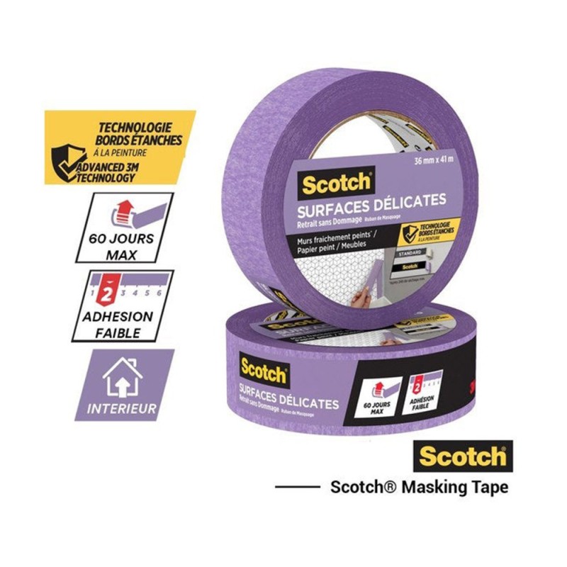 Ruban de masquage surfaces delicates scotchblue bleu 41m x 36mm -  - meilleure qualité