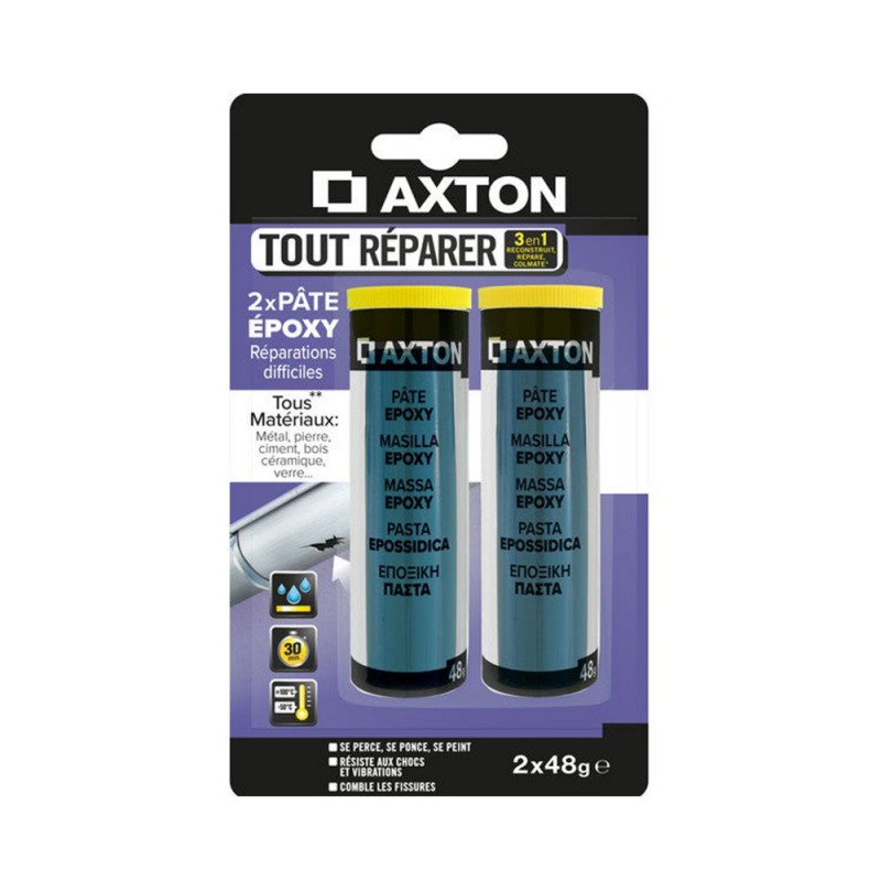 Pâté époxy toute réparation 2x48g  axton -  - meilleure qualité