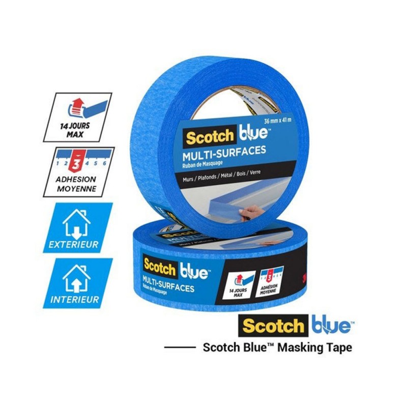 Ruban de masquage multi surfaces scotchblue 40mx48mm Lot de 2 -  - meilleure qualité