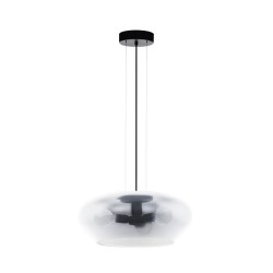 Suspension en verre etacier noir PRIORAT 3xE27 20W H1500 d500