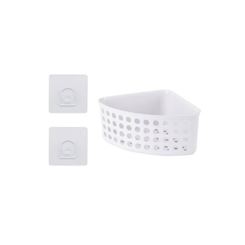 Panier de douche funky blanc angle à coller