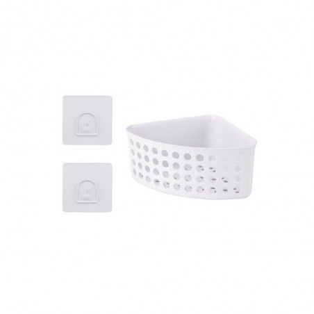 Panier de douche funky blanc angle à coller