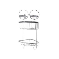 Panier de douche Essential chrome angle 2 niveaux à coller ou à visser