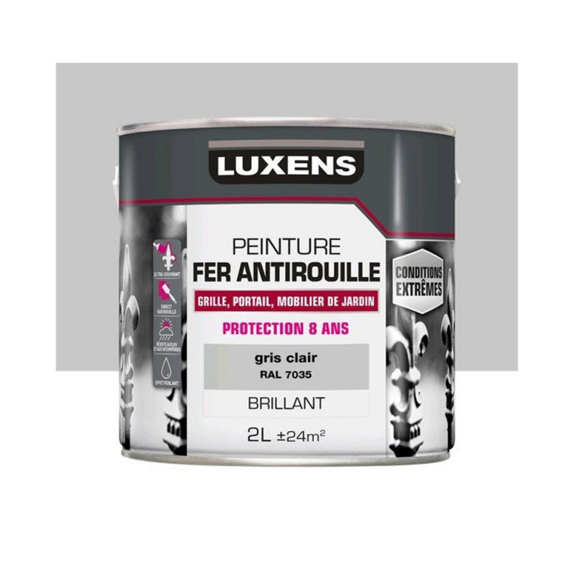 Peinture fer extérieur gris clair brillant 2l -  - meilleure qualité
