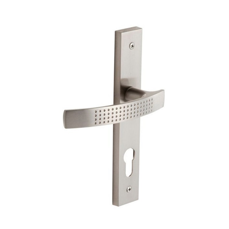 Poignée porte Louna 165mm trou cylindre zinc nickelé