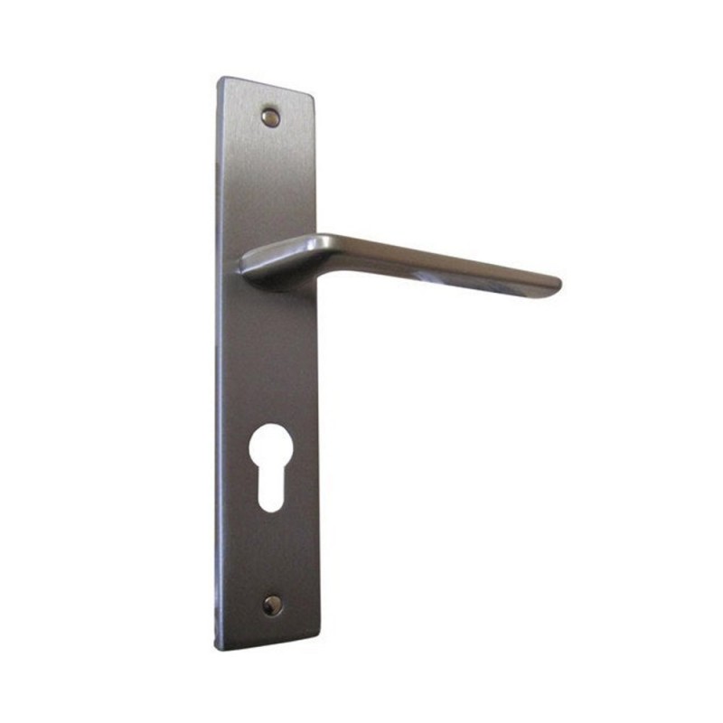 Poignée porte square 195mm trou cylindre zamak