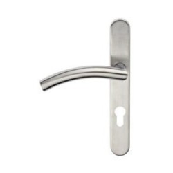 Poignée de porte margaud acier satine trou de cylindre gauche avec vis