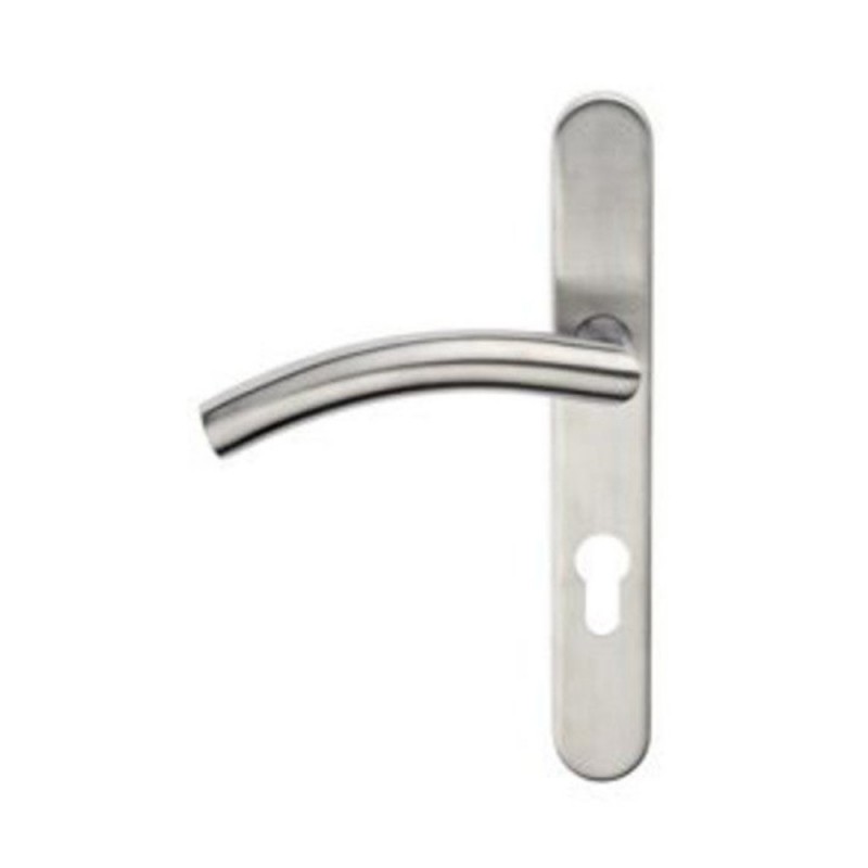 Poignée de porte margaud acier satine trou de cylindre gauche avec vis