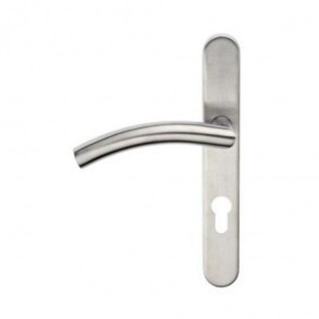 Poignée de porte margaud acier satine trou de cylindre gauche avec vis