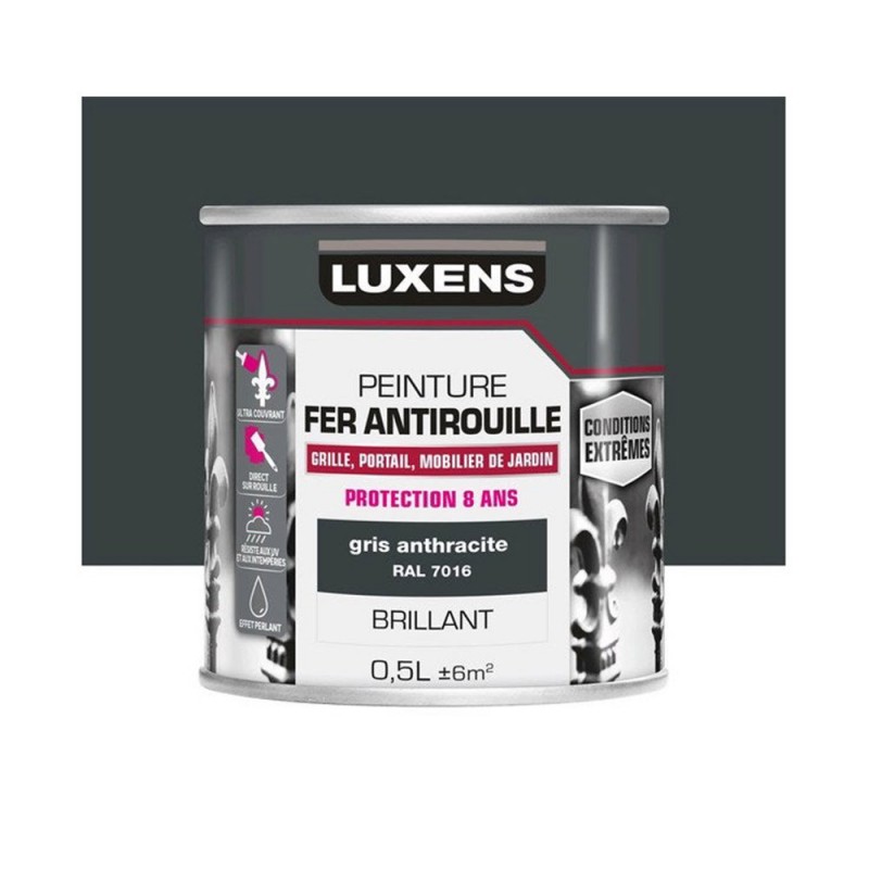 Peinture fer extérieur gris anthracite brillant 0