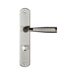 Poignée de porte-mine nickel satine condamnation sur cale de 2 pièces