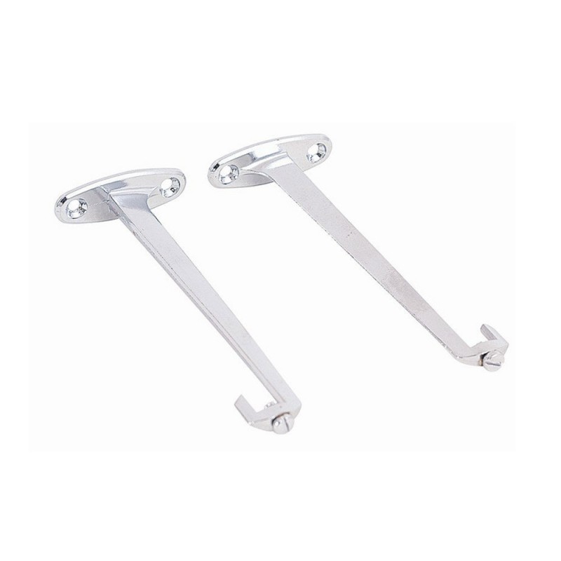 Fixation tablette de salle de bains chrome octogonaux - Lot de 2