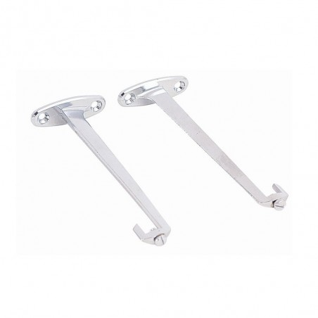 Fixation tablette de salle de bains chrome octogonaux - Lot de 2