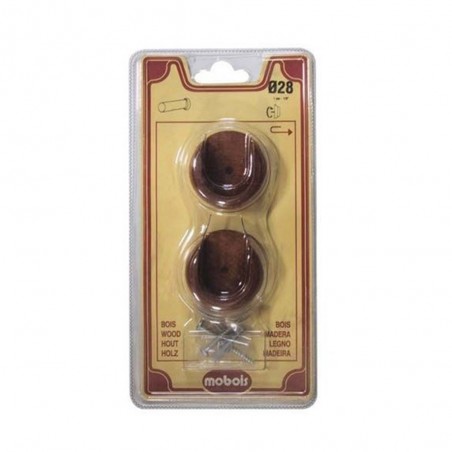 Lot de 2 supports de tringle merisier D28