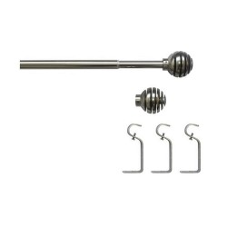 Kit de tringle à rideau nickel boule D19mm extensible 160-300