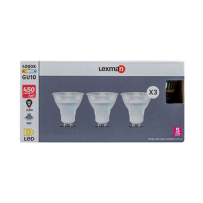 Lot de 3 ampoules led réflecteur GU10 450 Lm 50 W blanc neutre