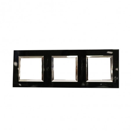 Plaque Bella 43 carré noire +cadre chrome 2+2+2 MOD