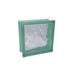 Brique de verre190x190x80mm s-color turquoise
