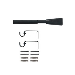 Kit de tringle à  rideau pommel Diam.16-19 mm Noir mat 120-210 cm