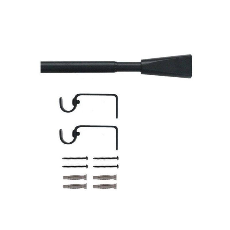 Kit de tringle à  rideau pommel Diam.16-19 mm Noir mat 120-210 cm